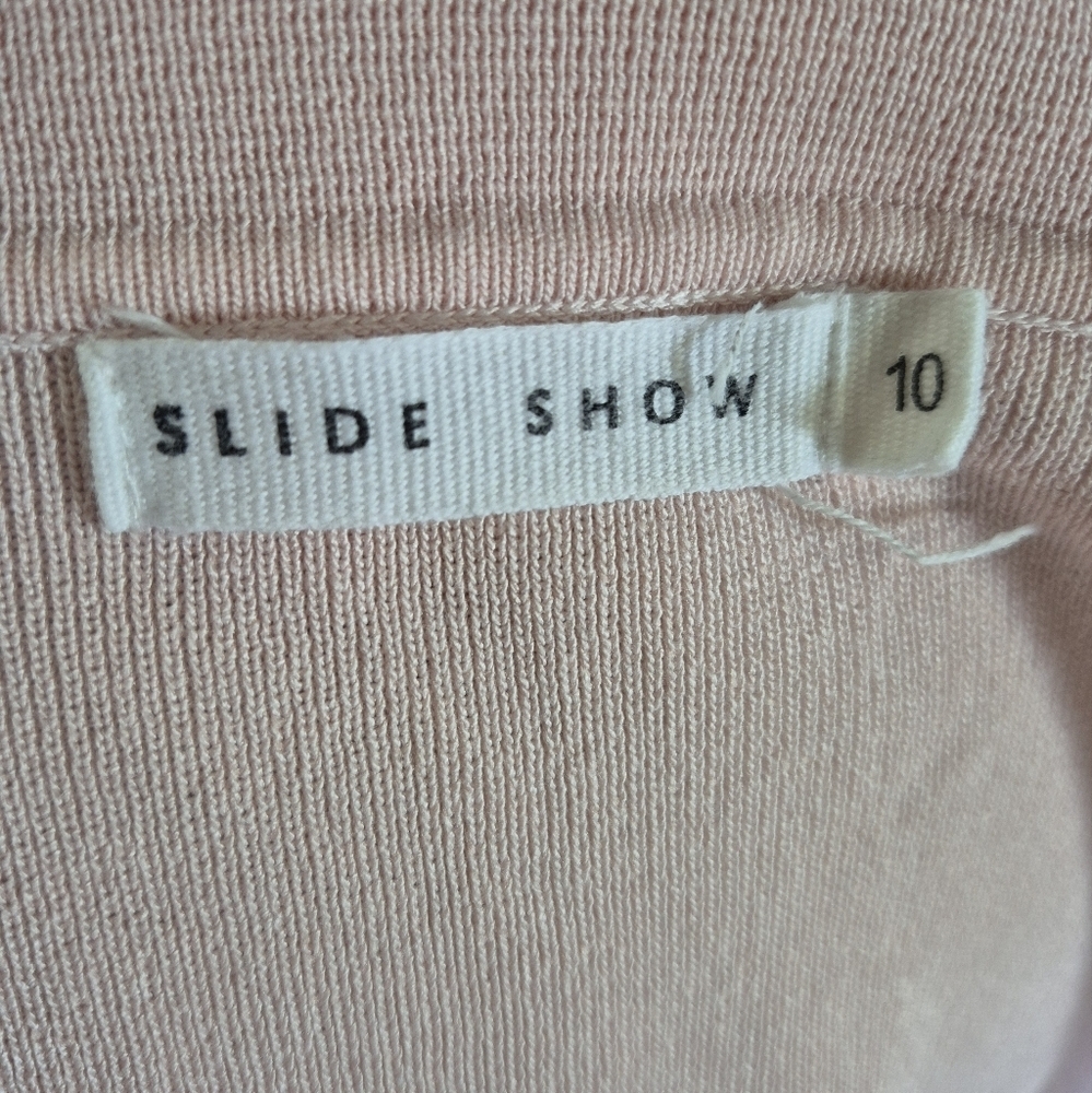 Slide Show Soft Pink Self Tie Sweater Wide Lapel Size 10 - Picture 2 of 9